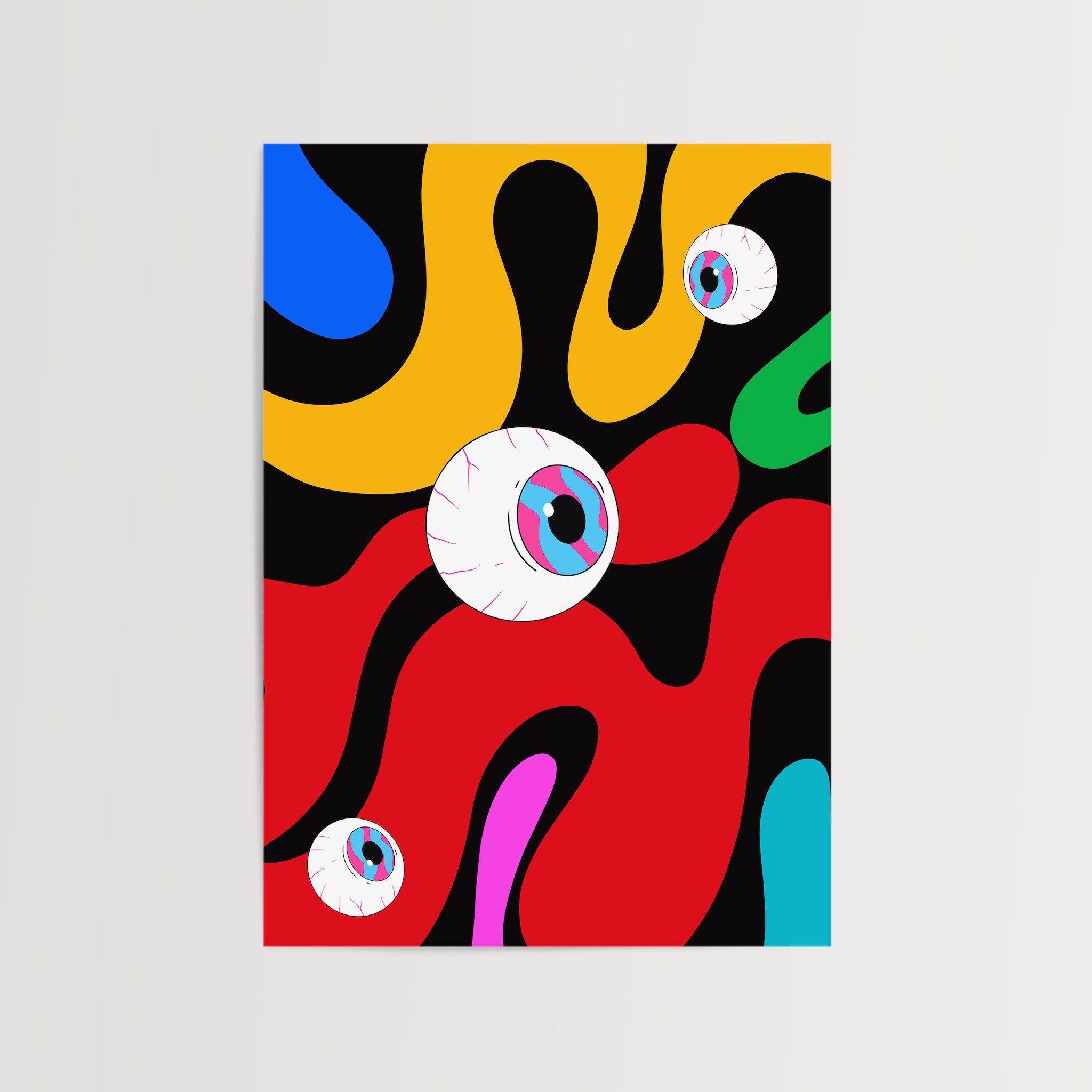 Abstract eyeball art print with vibrant colors