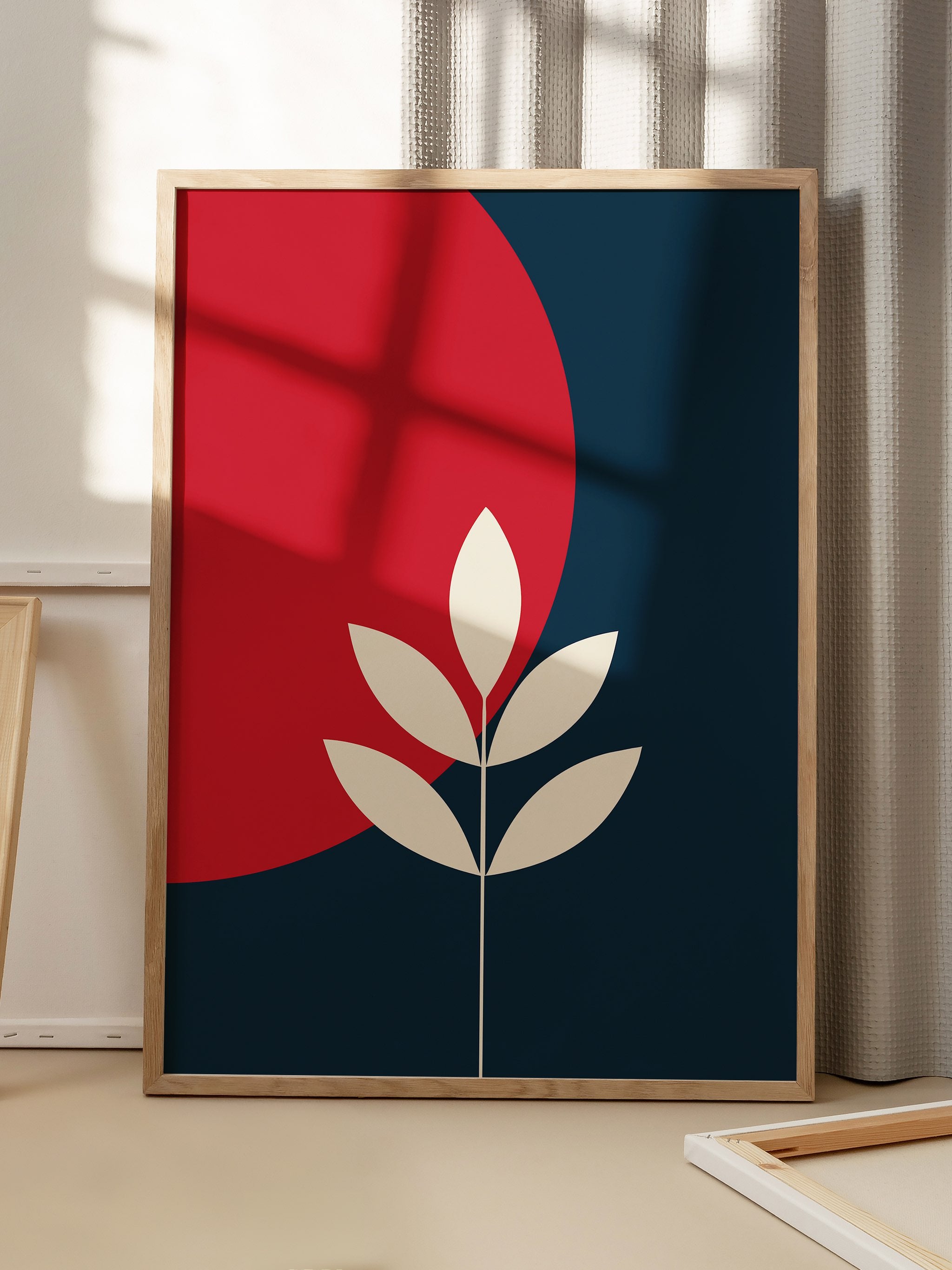 Printed poster with minimalist leaf design