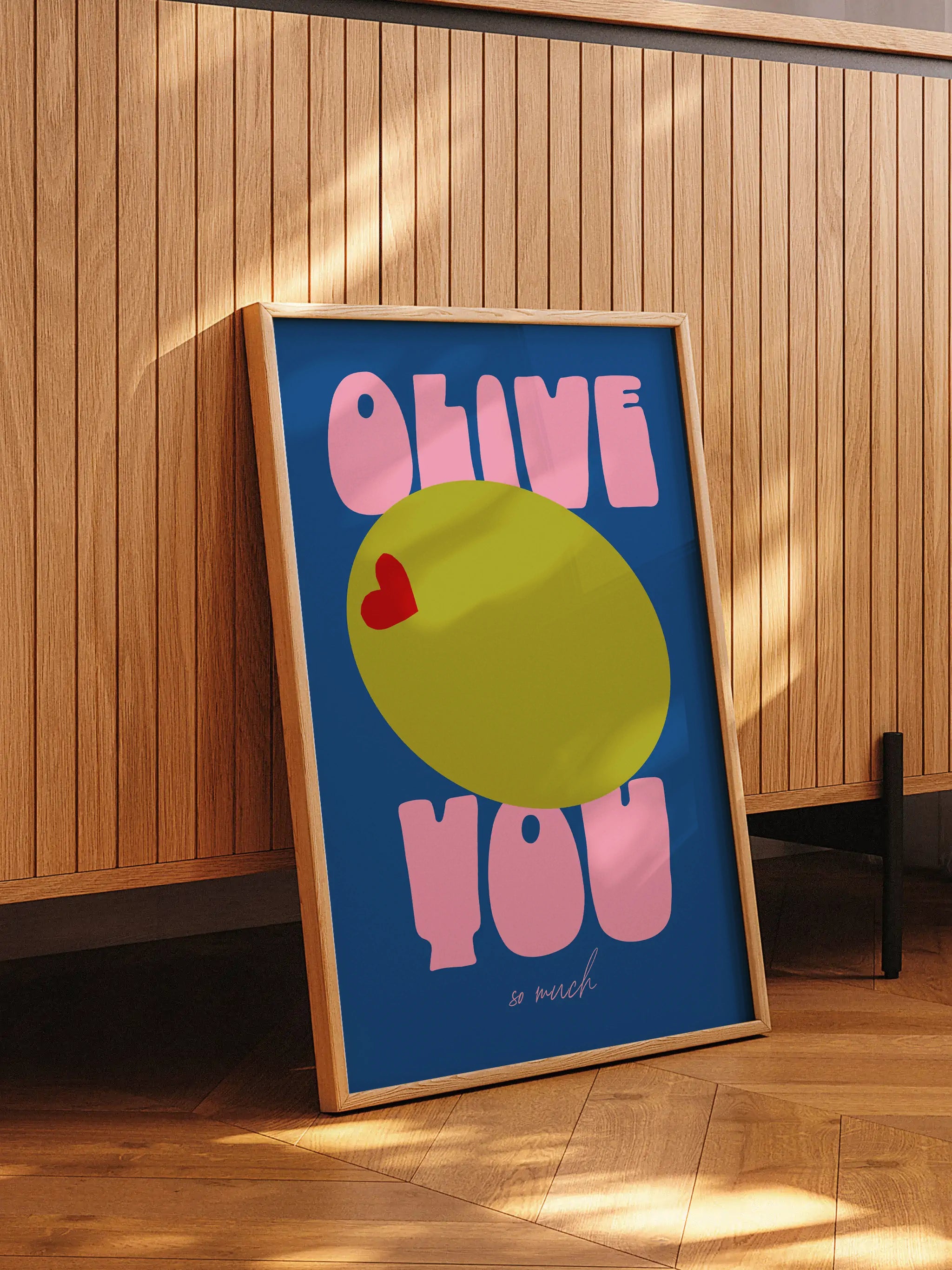 Funny typography print with an olive and a love pun.